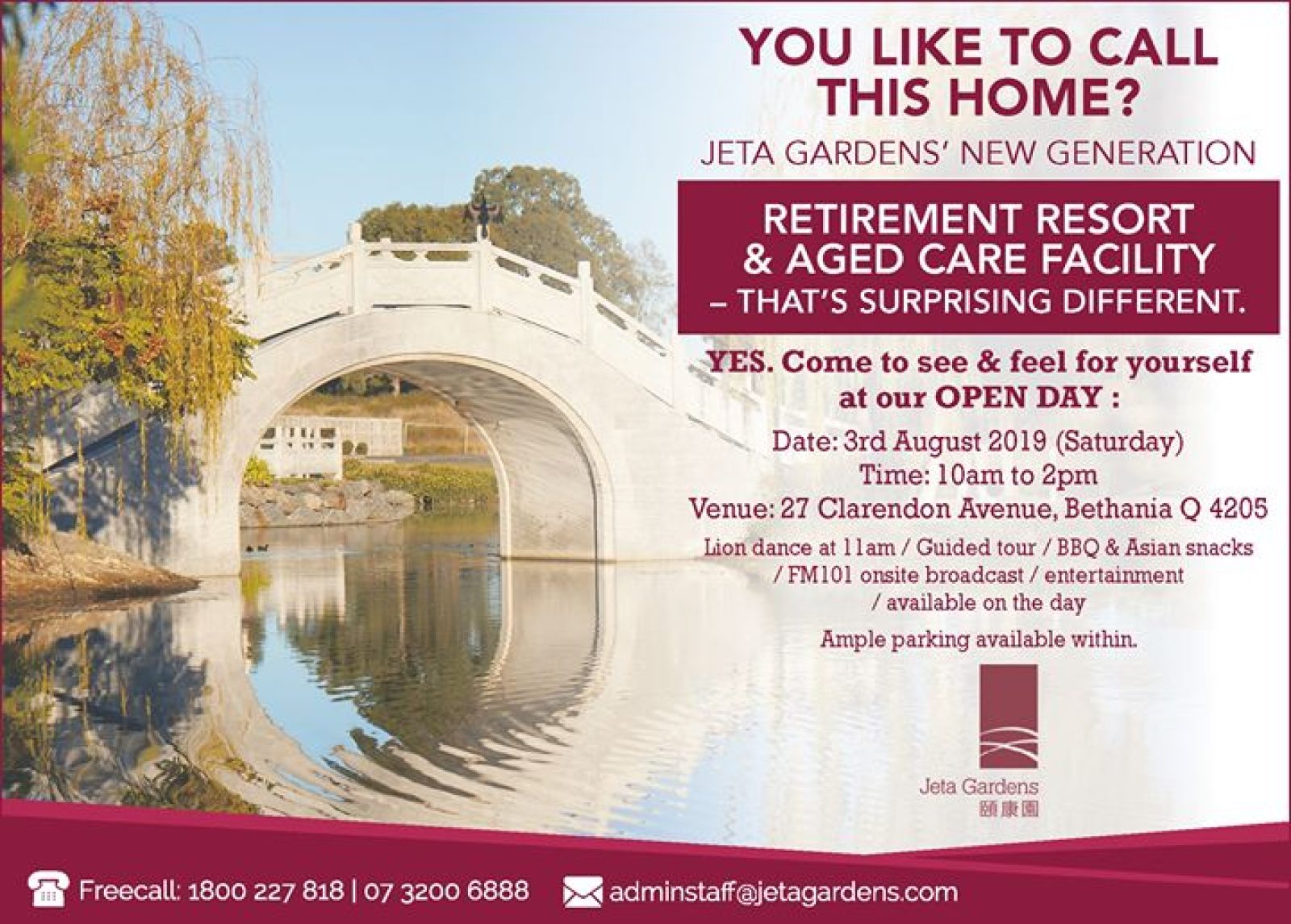 JETA GARDENS’ OPEN DAY Date: 3rd August 2019 (Saturday) Time: 10am to 2pm Venue:…