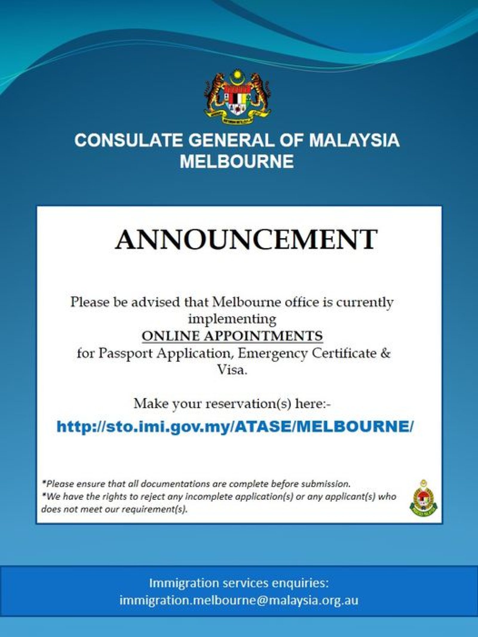 Online Appointment System (STO) for Passport, Emergency Certificate & Visa – app